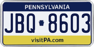 PA license plate JBQ8603