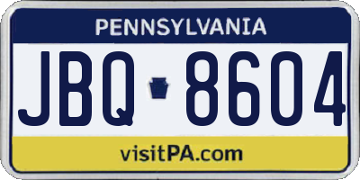 PA license plate JBQ8604