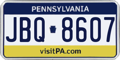PA license plate JBQ8607