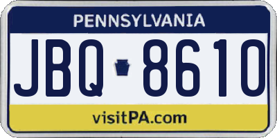 PA license plate JBQ8610