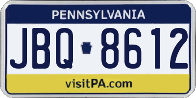 PA license plate JBQ8612
