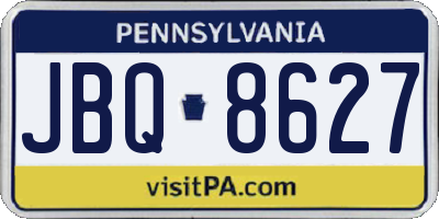 PA license plate JBQ8627
