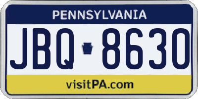 PA license plate JBQ8630