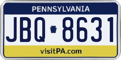 PA license plate JBQ8631