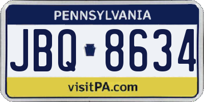 PA license plate JBQ8634