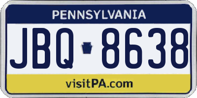 PA license plate JBQ8638