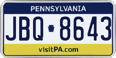 PA license plate JBQ8643