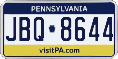 PA license plate JBQ8644