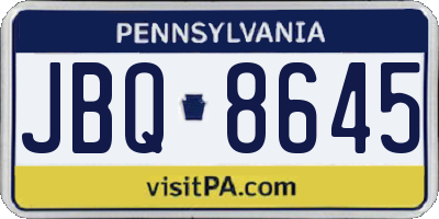 PA license plate JBQ8645