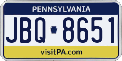 PA license plate JBQ8651