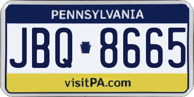 PA license plate JBQ8665
