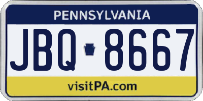 PA license plate JBQ8667