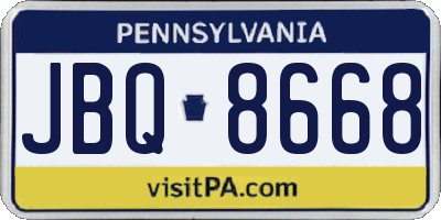 PA license plate JBQ8668