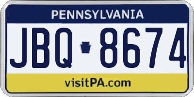PA license plate JBQ8674