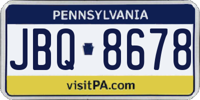 PA license plate JBQ8678