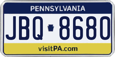 PA license plate JBQ8680