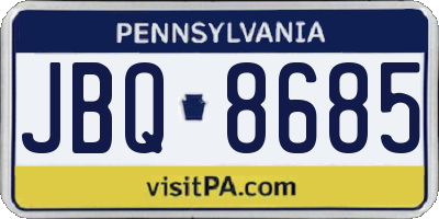 PA license plate JBQ8685