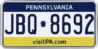 PA license plate JBQ8692