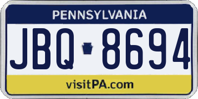 PA license plate JBQ8694