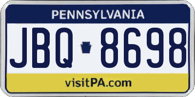 PA license plate JBQ8698