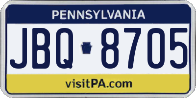 PA license plate JBQ8705