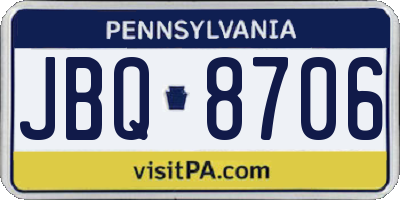 PA license plate JBQ8706