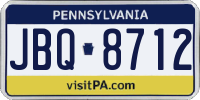 PA license plate JBQ8712