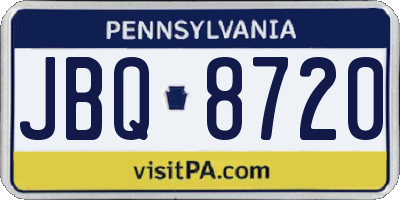 PA license plate JBQ8720