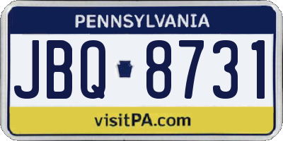 PA license plate JBQ8731
