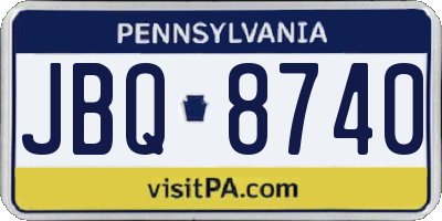 PA license plate JBQ8740