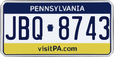 PA license plate JBQ8743