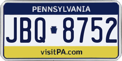 PA license plate JBQ8752