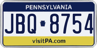 PA license plate JBQ8754
