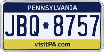 PA license plate JBQ8757