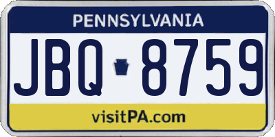 PA license plate JBQ8759