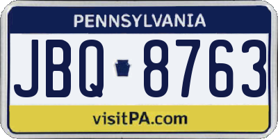 PA license plate JBQ8763