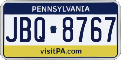 PA license plate JBQ8767