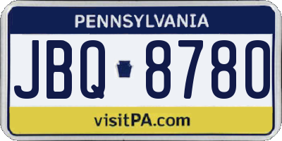PA license plate JBQ8780