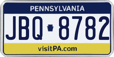 PA license plate JBQ8782