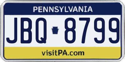 PA license plate JBQ8799