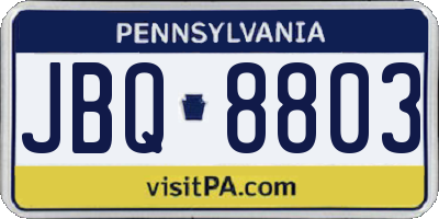 PA license plate JBQ8803