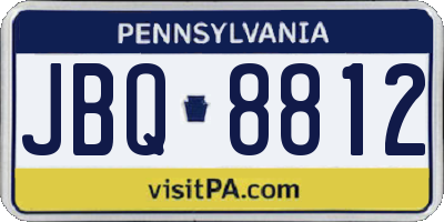 PA license plate JBQ8812