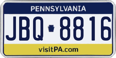 PA license plate JBQ8816