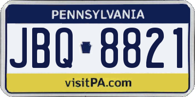 PA license plate JBQ8821