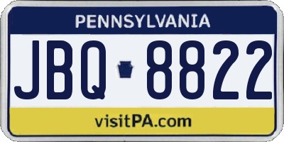 PA license plate JBQ8822