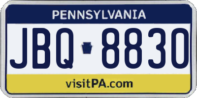 PA license plate JBQ8830