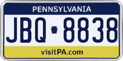 PA license plate JBQ8838