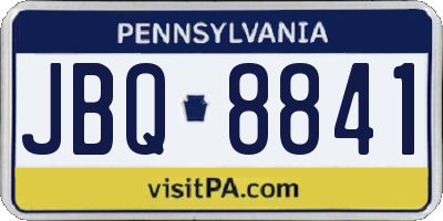 PA license plate JBQ8841