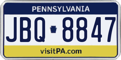 PA license plate JBQ8847