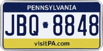 PA license plate JBQ8848